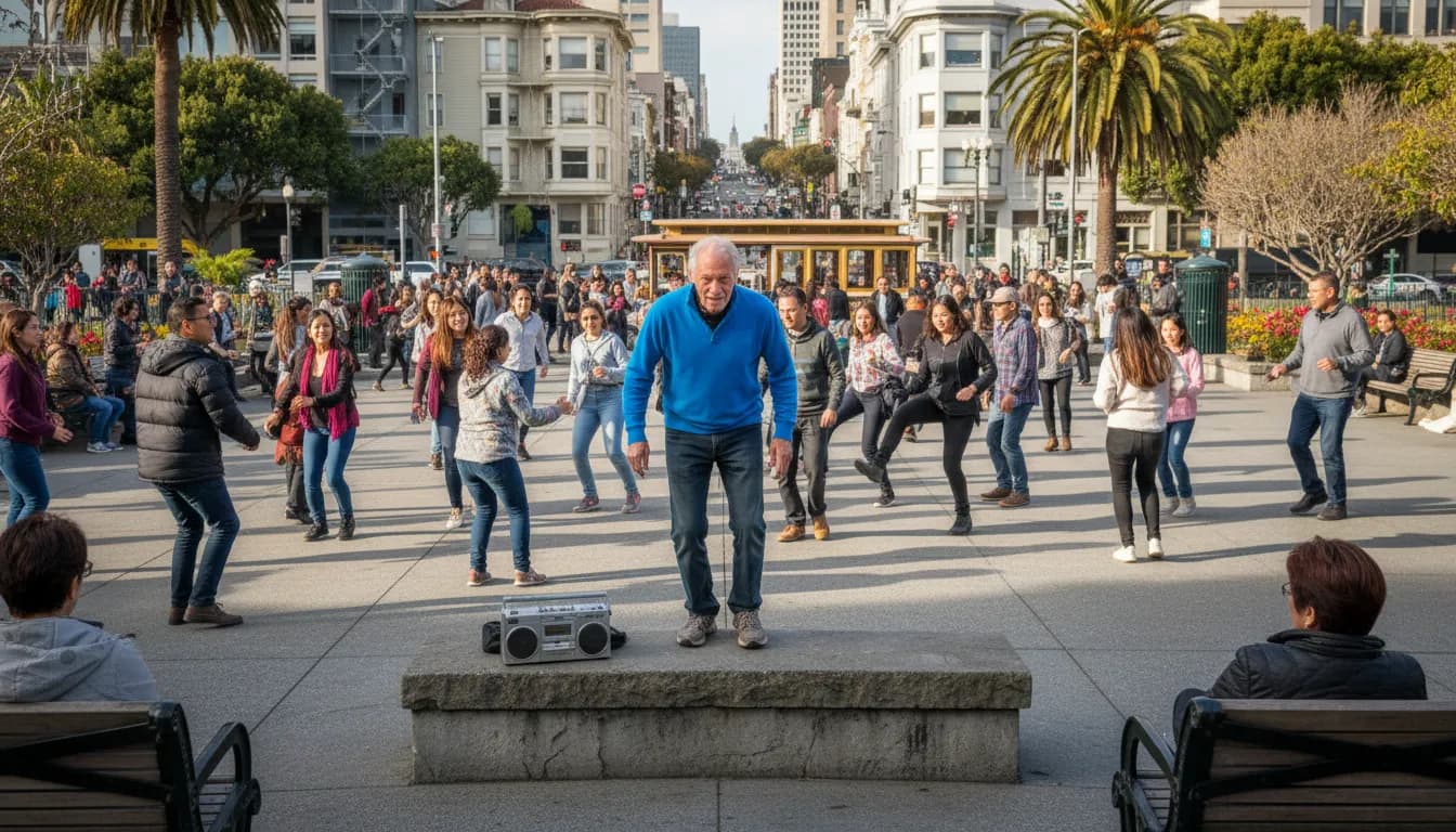 Practical city scene for San Francisco Free Things To Do: Move Like Mick Jagger Age 83 Dance