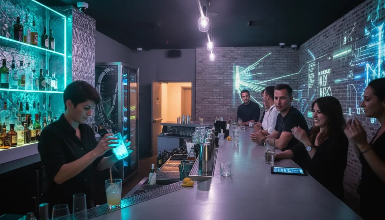 i d software Miami Nightlife Conversation Route With Backups — photorealistic Miami editorial scene