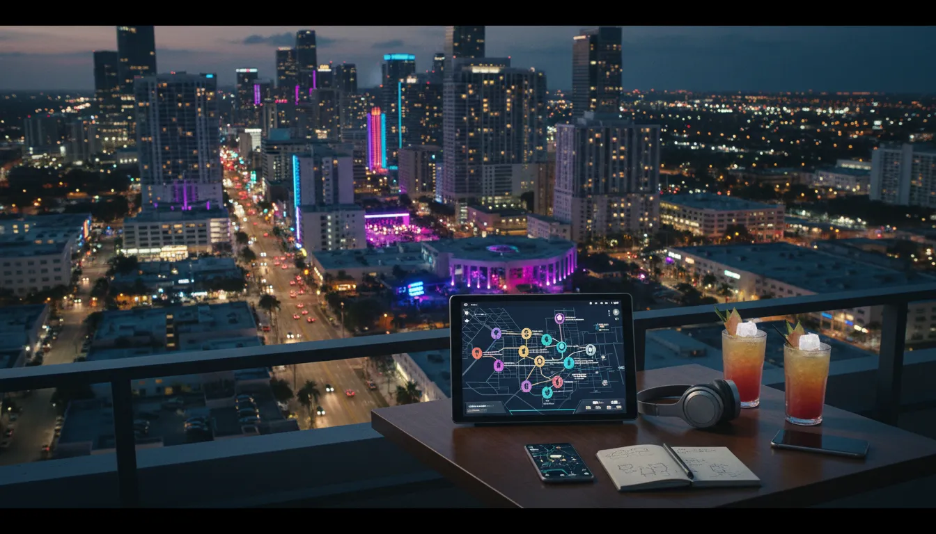Practical city scene for i d software Miami Nightlife Conversation Route With Backups
