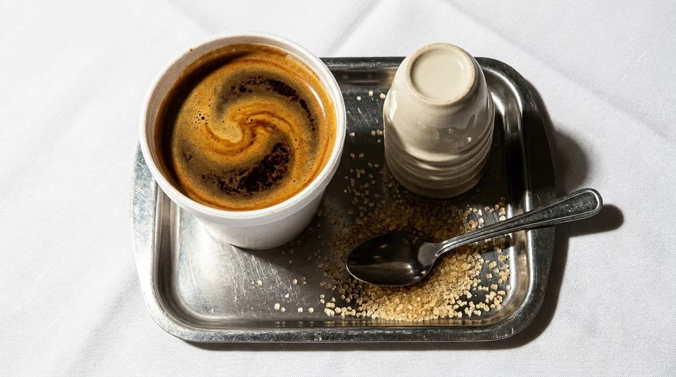 A tray of Cuban espresso with a colada and small cups