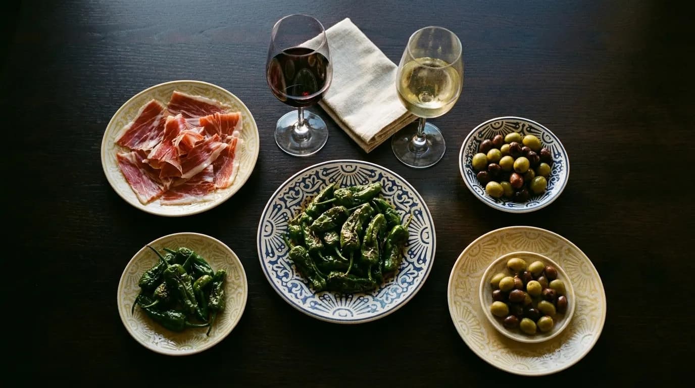 Three small shared plates on a dark table