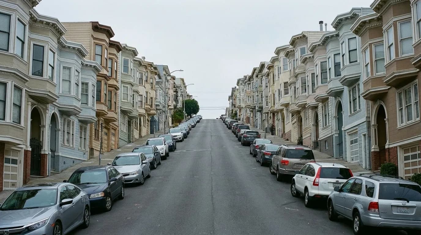 A steep San Francisco street lined with houses