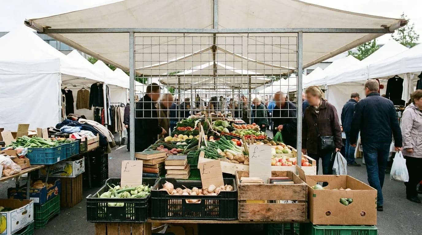 Stalls at an outdoor weekend market