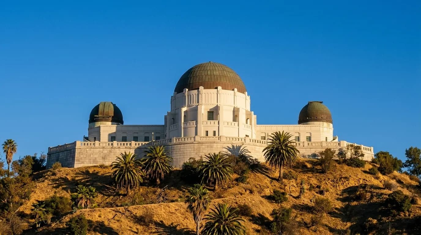 A landmark observatory building in Los Angeles in daylight