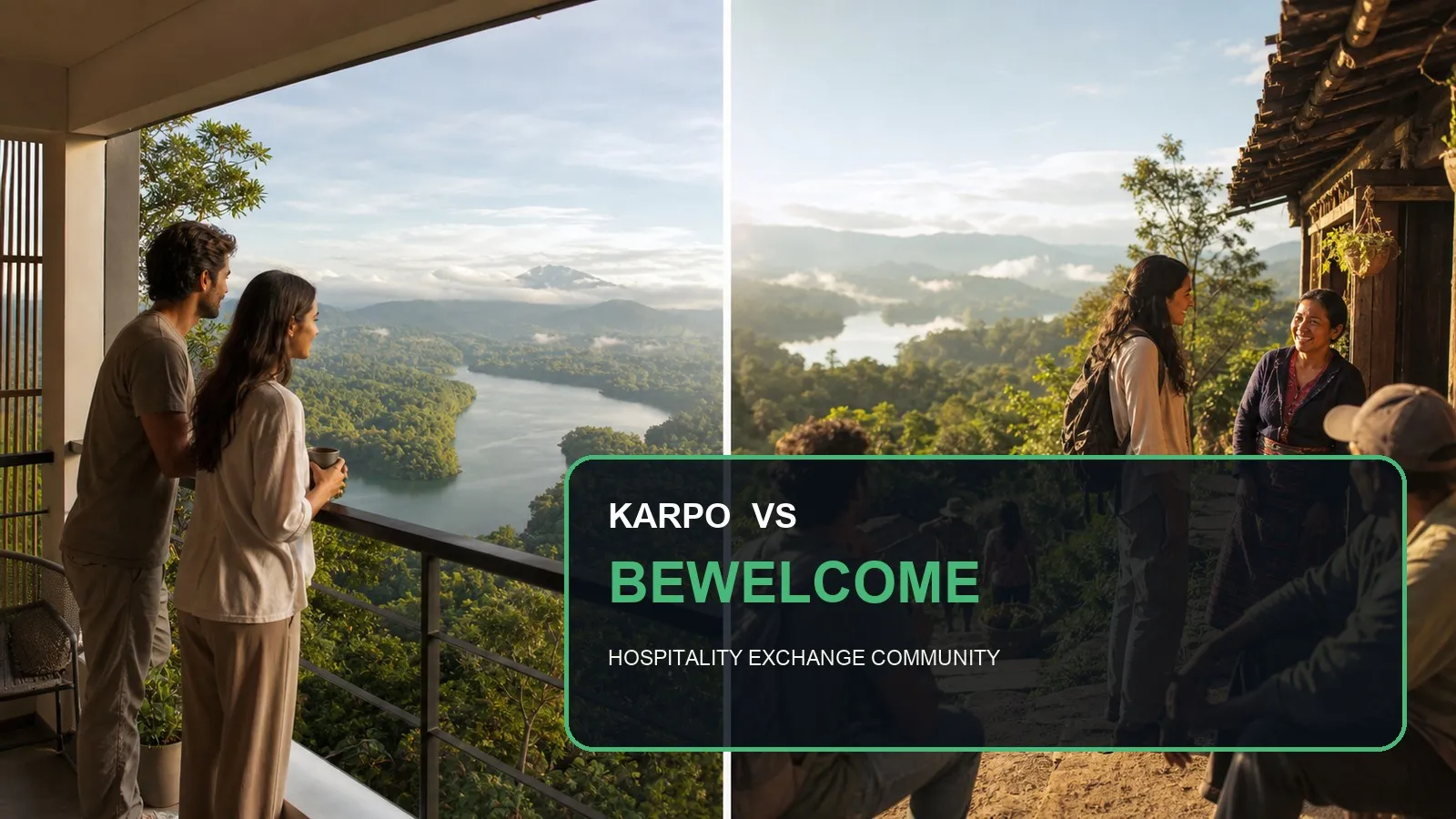 Karpo versus BeWelcome in a photorealistic editorial comparison.