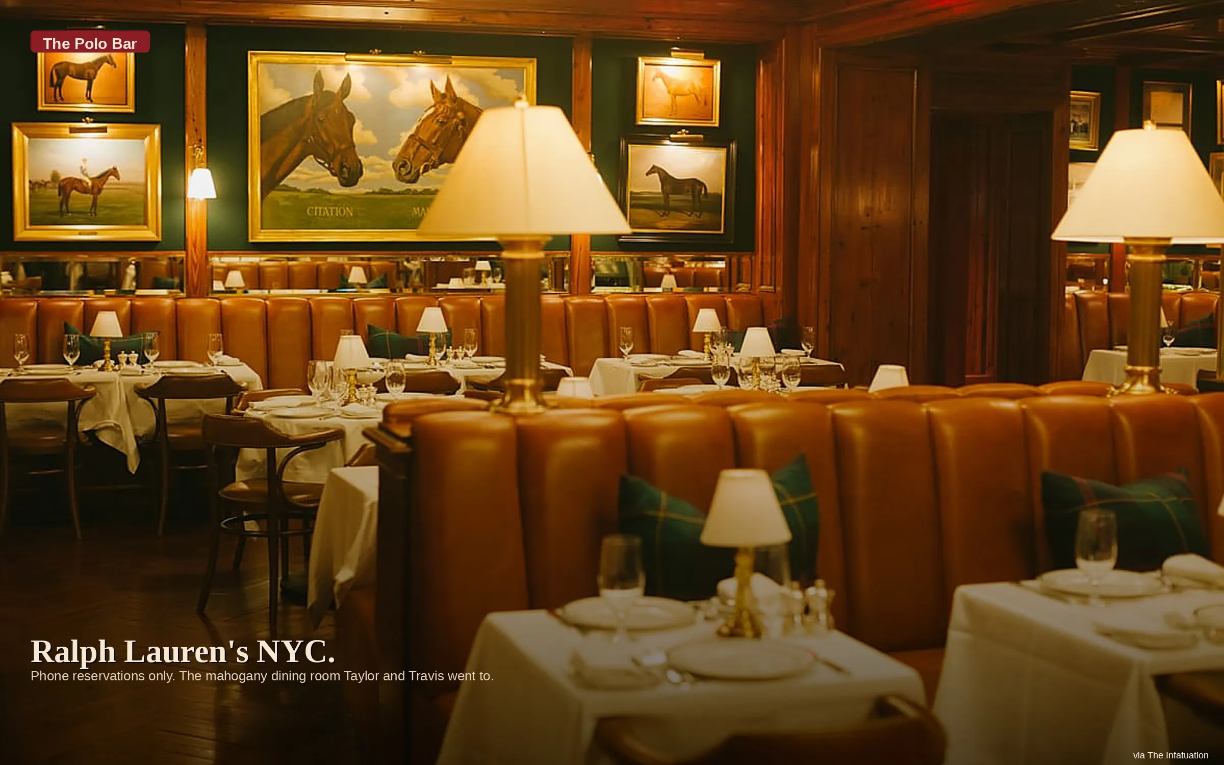 The Polo Bar — Ralph Lauren's mahogany dining room. Photo via The Infatuation.