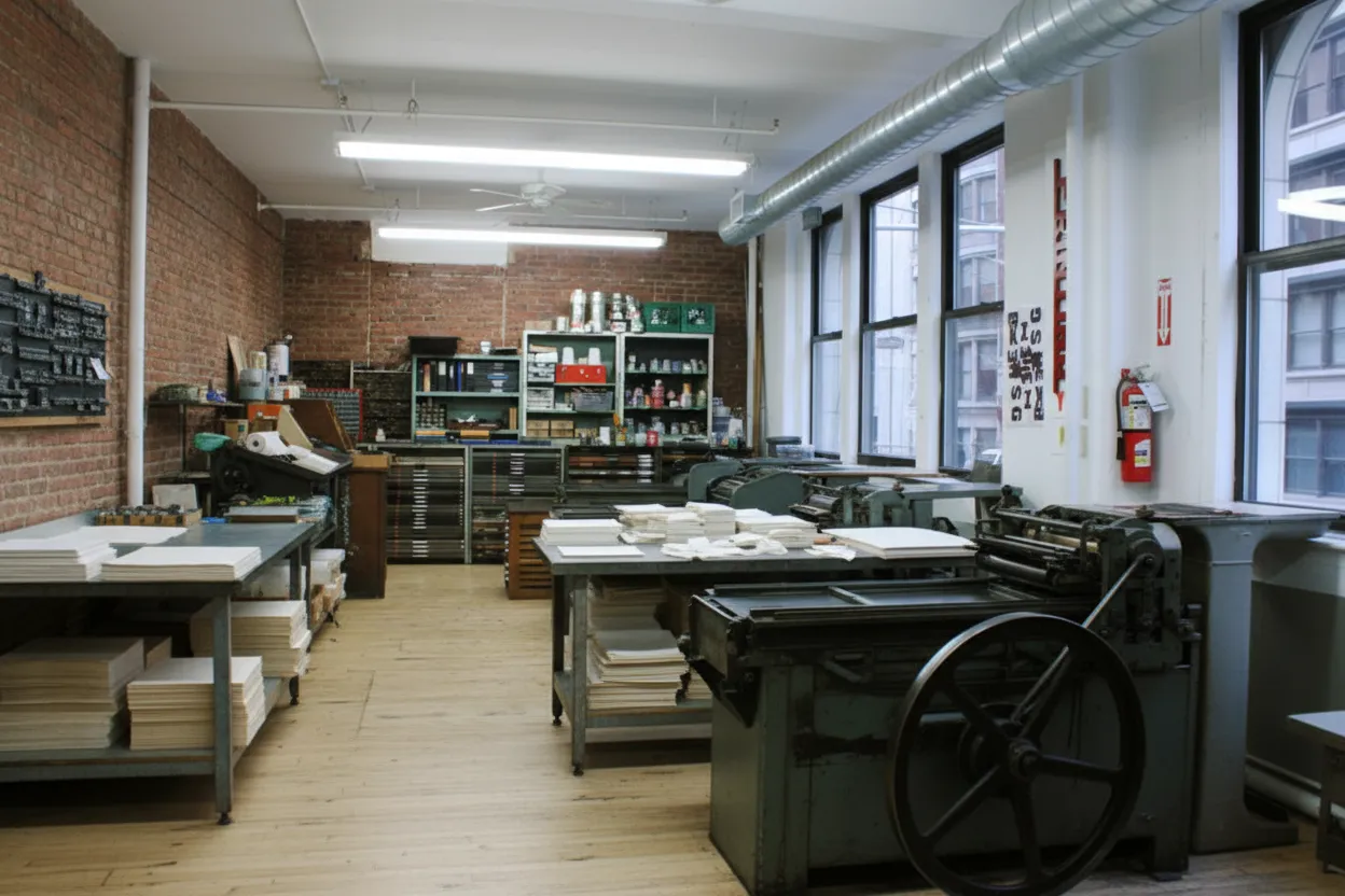 Letterpress studio at Center for Book Arts in Chelsea