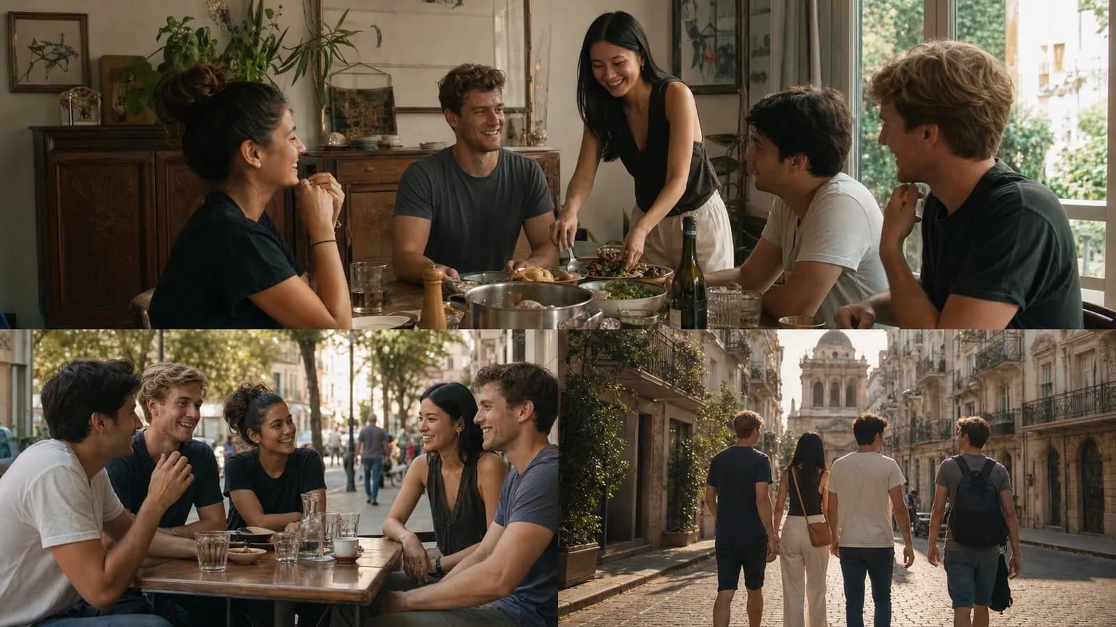 Photorealistic editorial comparison of Karpo and Couchsurfing in a real city decision.