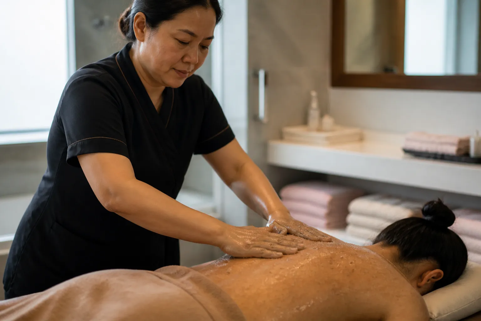 Editorial city scene for korean body scrub in Miami