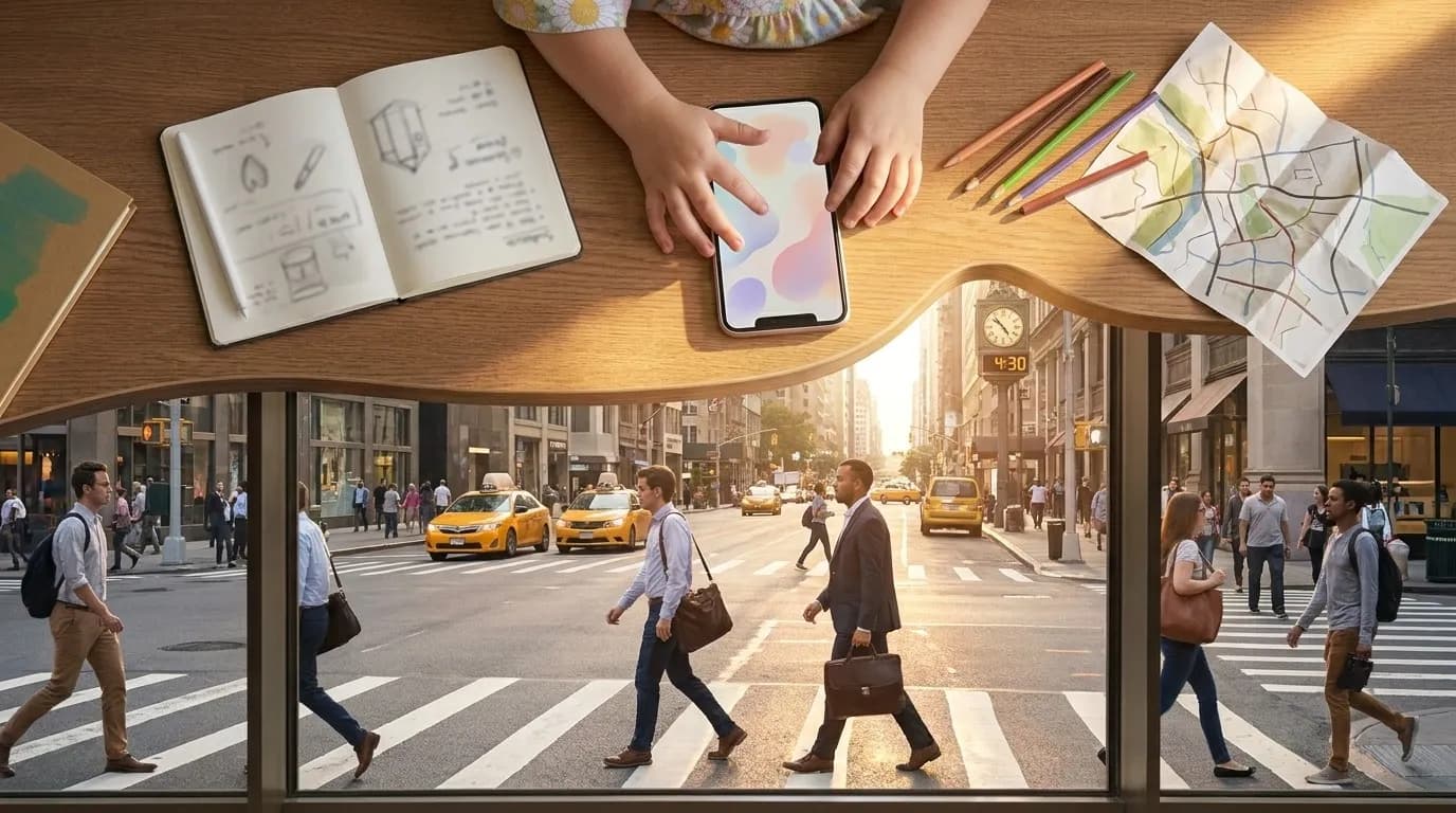 A photorealistic, text-free Karpo versus Curipod comparison scene