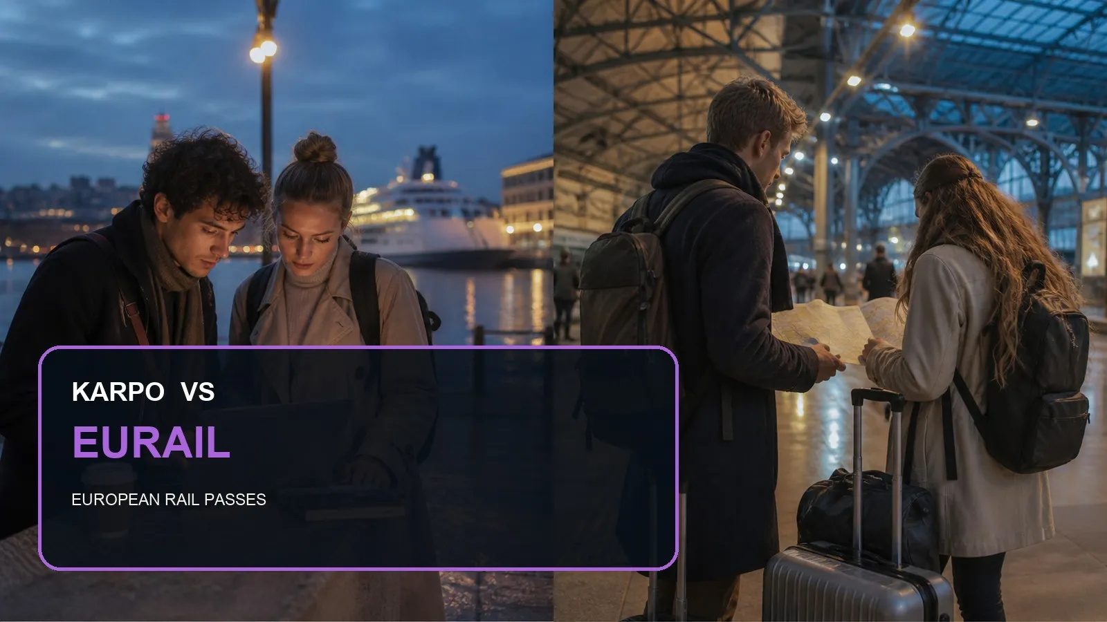 Karpo versus Eurail in a photorealistic editorial comparison.