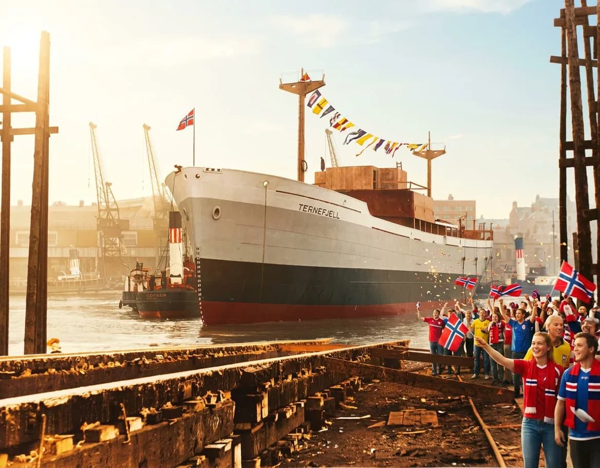 Celebrating football supporters in warm daylight with colorful jerseys and flags creating a festive World Cup scene