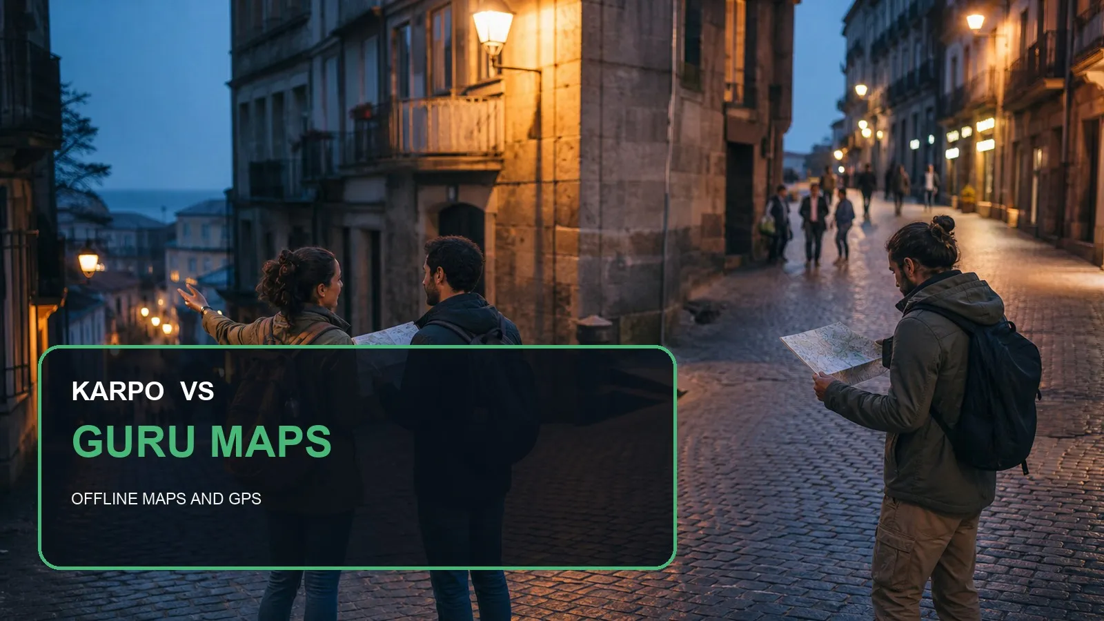 Karpo versus Guru Maps in a photorealistic editorial comparison.