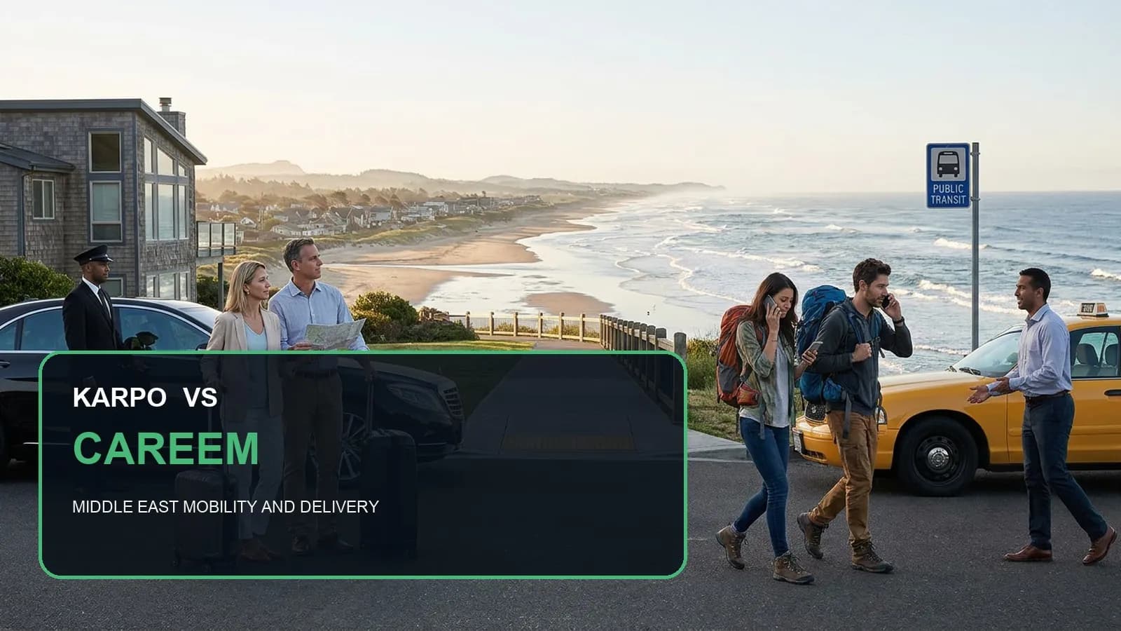 Karpo versus Careem in a photorealistic editorial comparison.