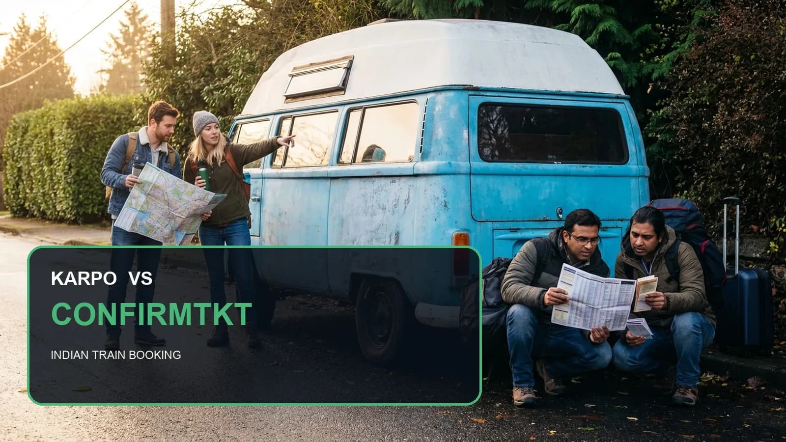 Karpo versus ConfirmTkt in a photorealistic editorial comparison.
