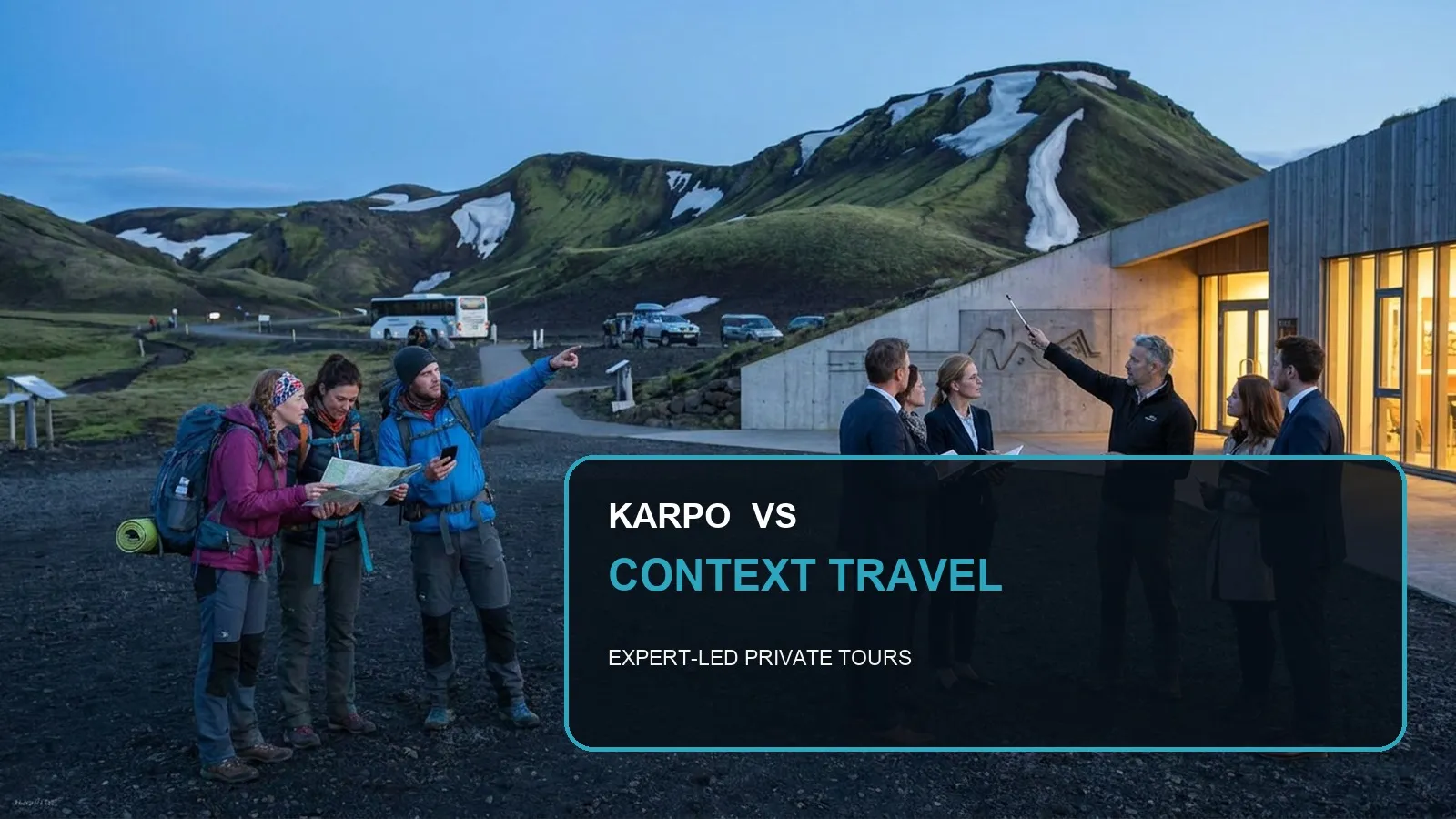 Karpo versus Context Travel in a photorealistic editorial comparison.