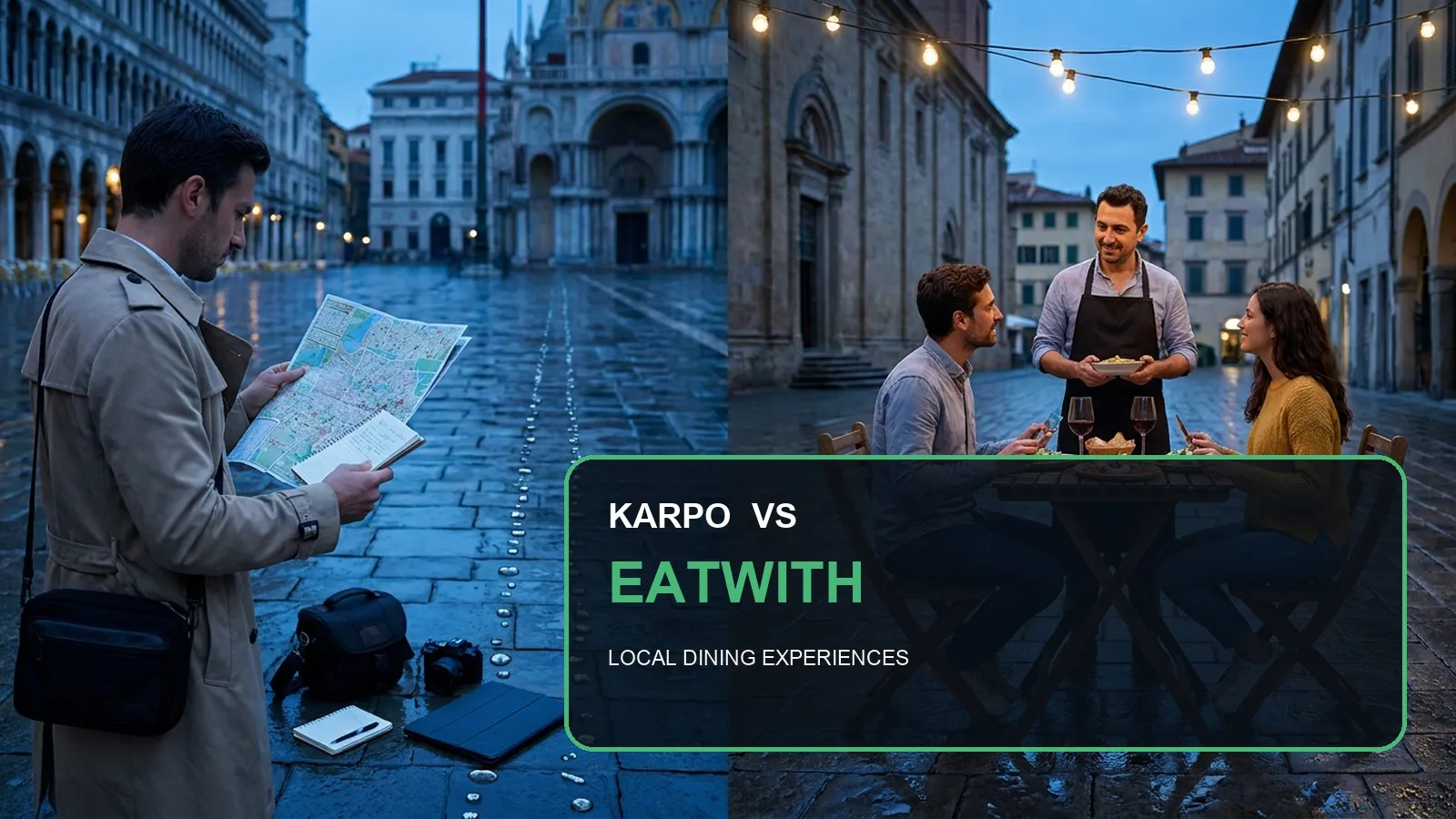 Karpo versus Eatwith in a photorealistic editorial comparison.
