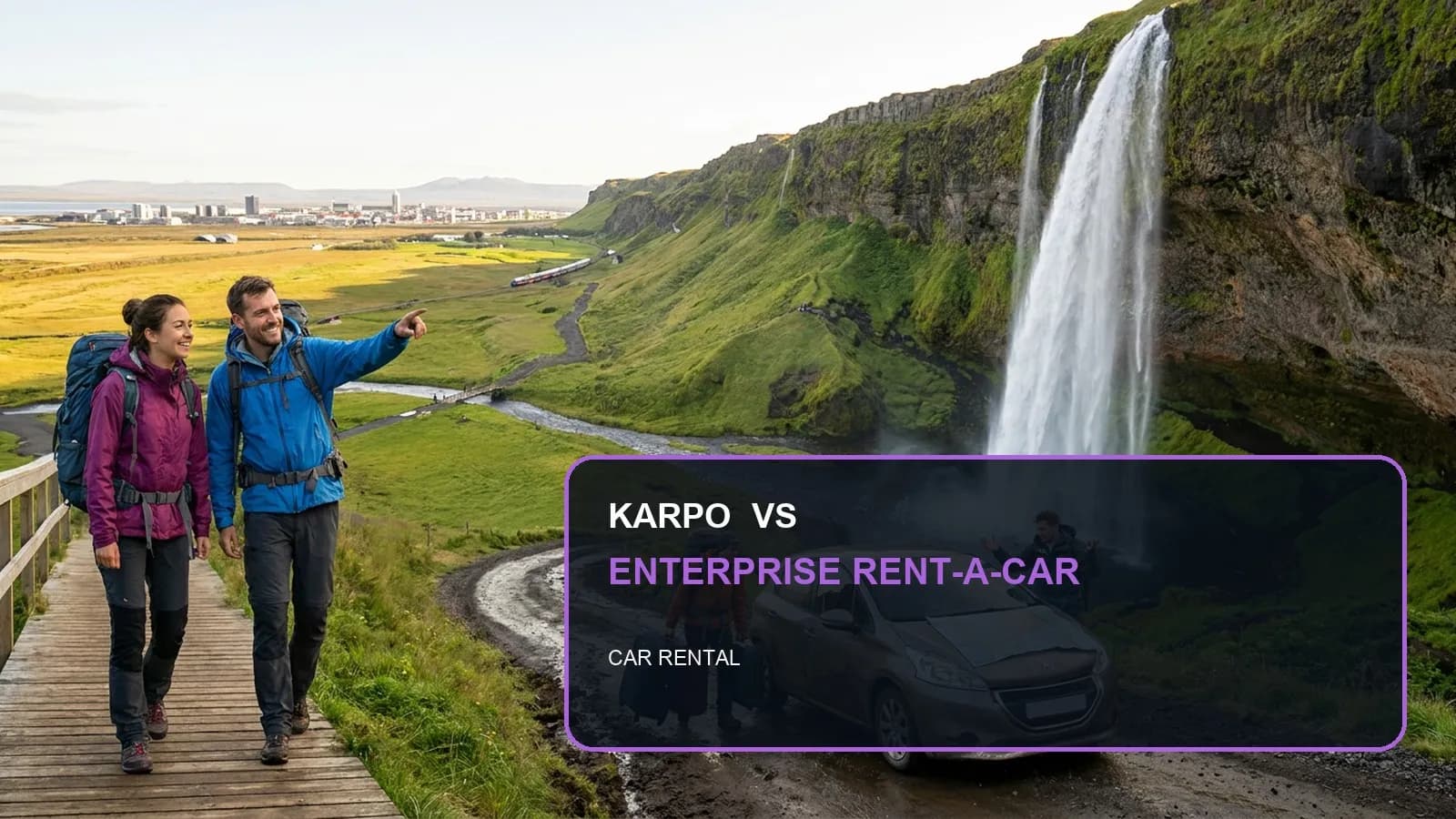 Karpo versus Enterprise Rent-A-Car in a photorealistic editorial comparison.