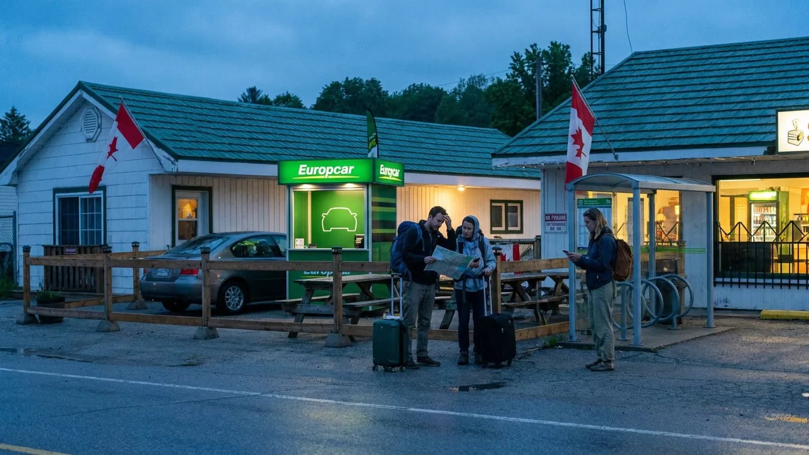 Photorealistic scene showing Karpo coordinating the wider day around Europcar.