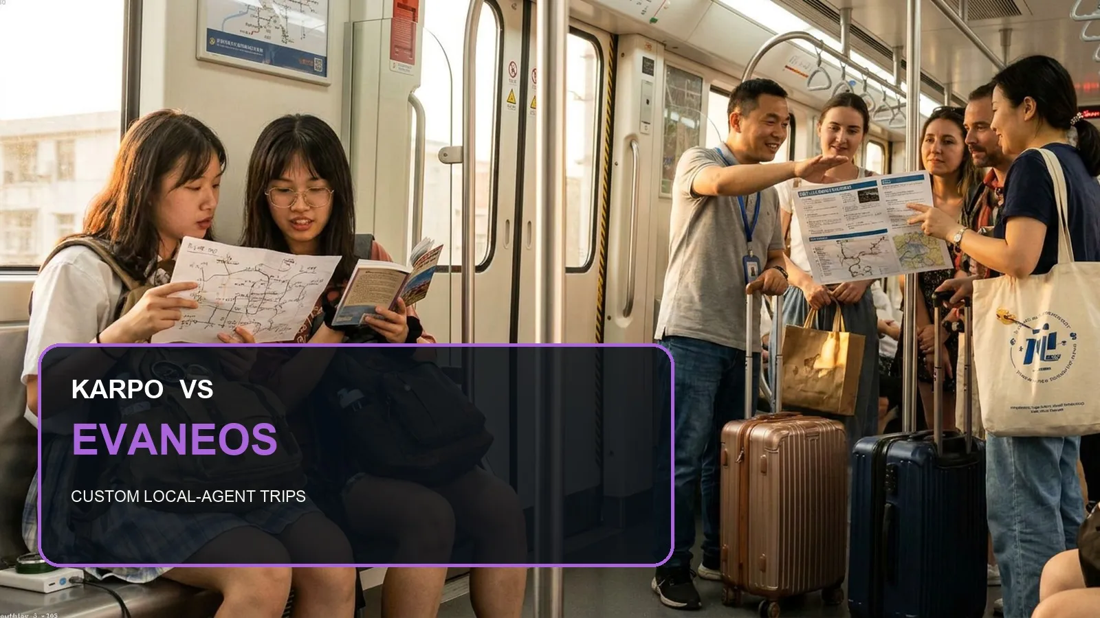 Karpo versus Evaneos in a photorealistic editorial comparison.