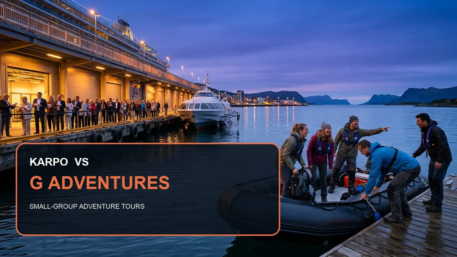 Karpo versus G Adventures in a photorealistic editorial comparison.
