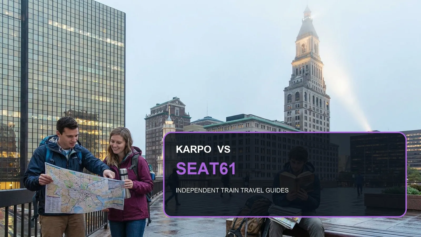 Karpo versus Seat61 in a photorealistic editorial comparison.