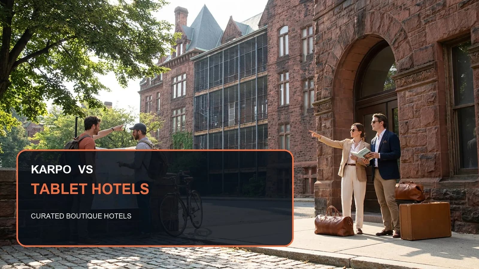 Karpo versus Tablet Hotels in a photorealistic editorial comparison.