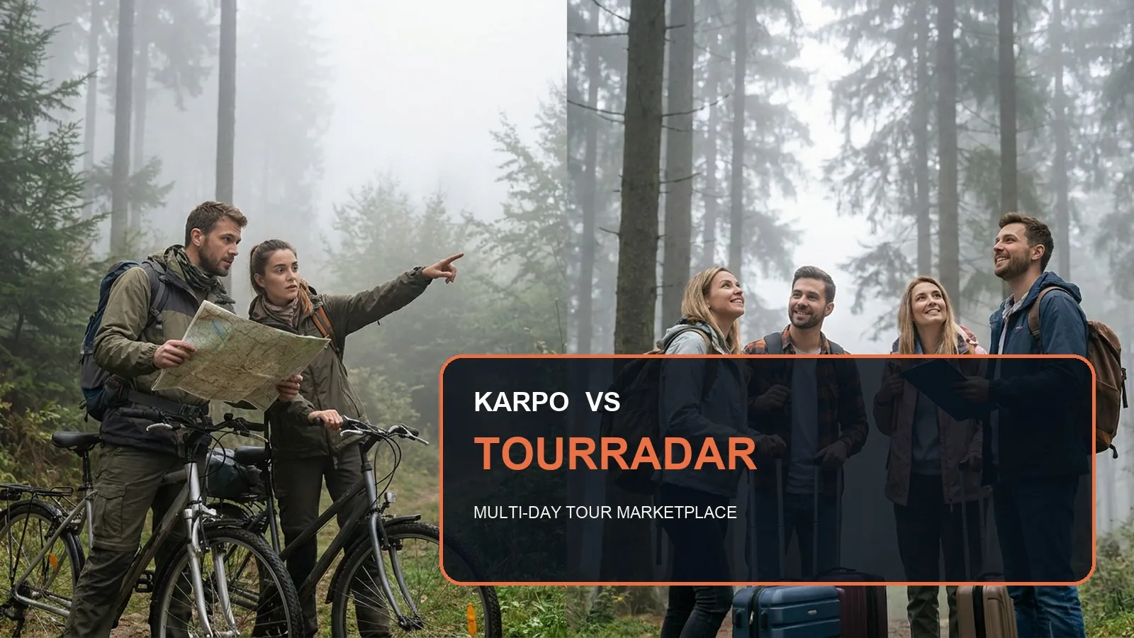 Karpo versus TourRadar in a photorealistic editorial comparison.
