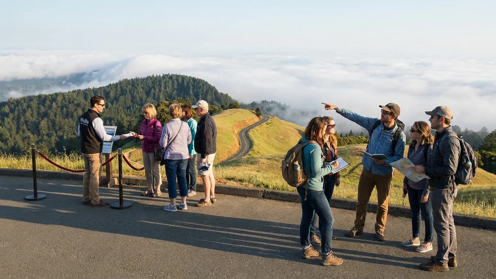 Photorealistic scene showing Karpo coordinating the wider day around Walks.