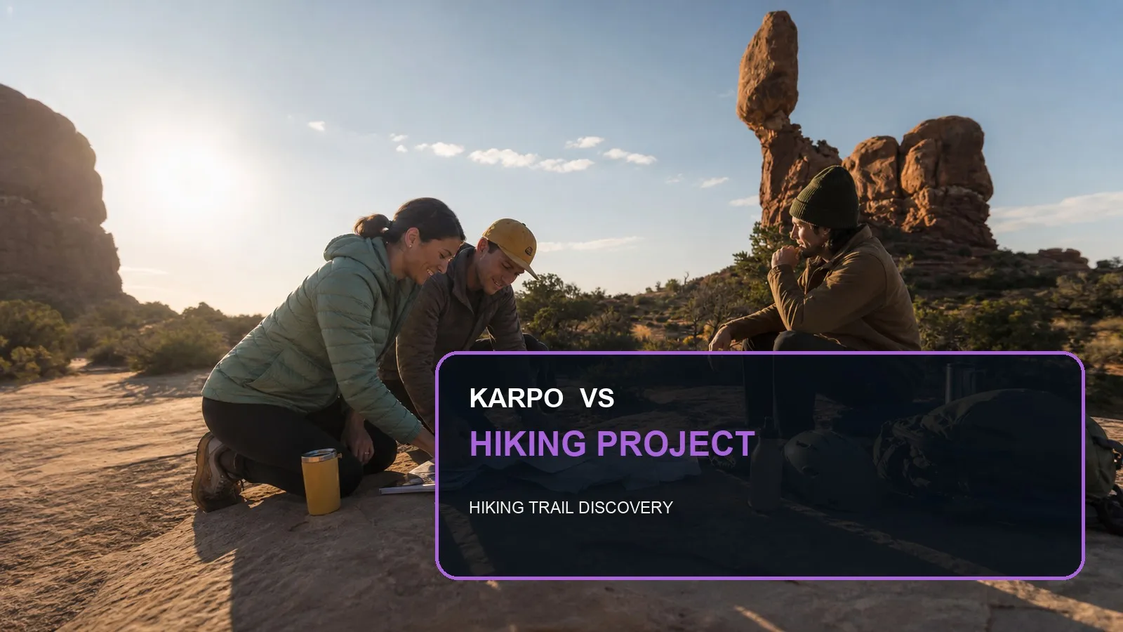 Karpo versus Hiking Project in a photorealistic editorial comparison.