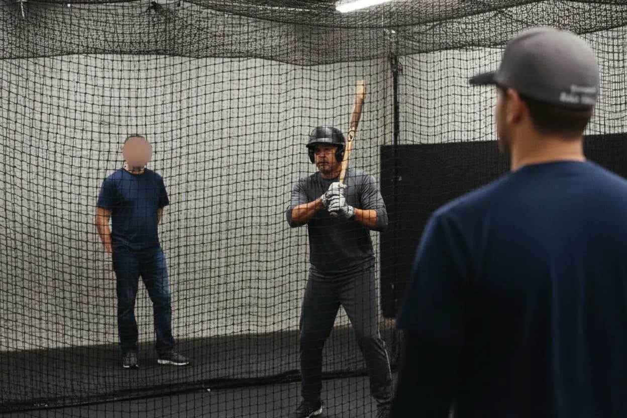 Indoor Upper West Side batting-cage session for a Home Run Derby route
