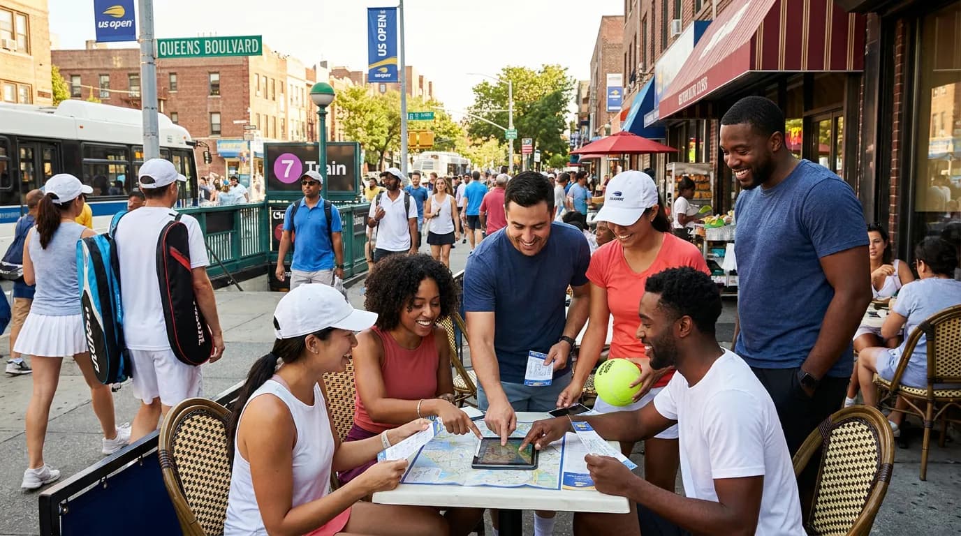 Bright US Open tennis atmosphere illustrating How to Build a Two-Match US Open Itinerary.