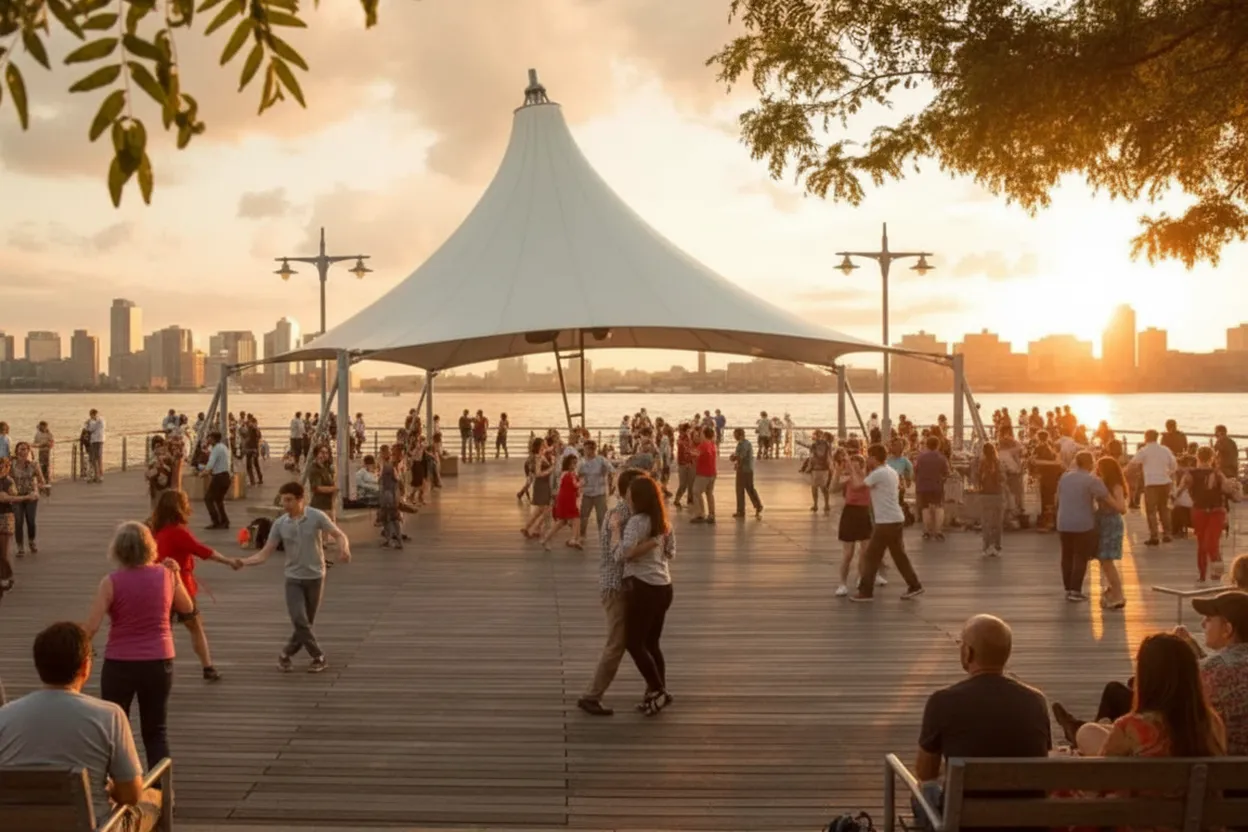 Cover scene for Salsa at Pier 45 for a Free Hudson Night When a Date Hates Bar Noise