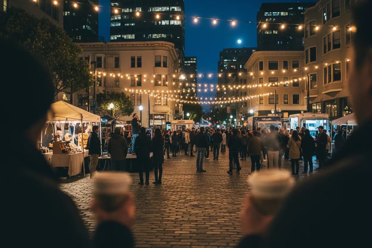 Realistic San Francisco scene for San Francisco Events Guide for Pop-Ups, Talks, and Markets