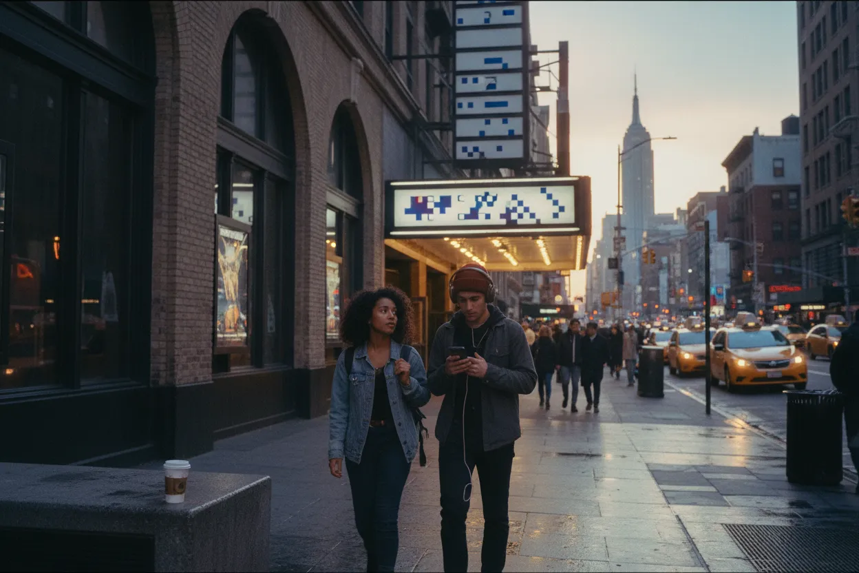Practical city scene for IMAX 70mm NYC Guide for Big-Screen Movie Nights