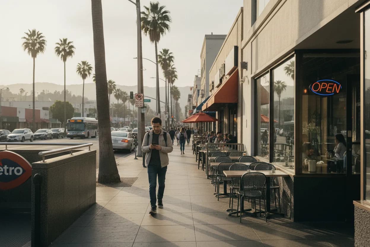 Practical city scene for chandler hendry: A Los Angeles Dinner Route With Backups