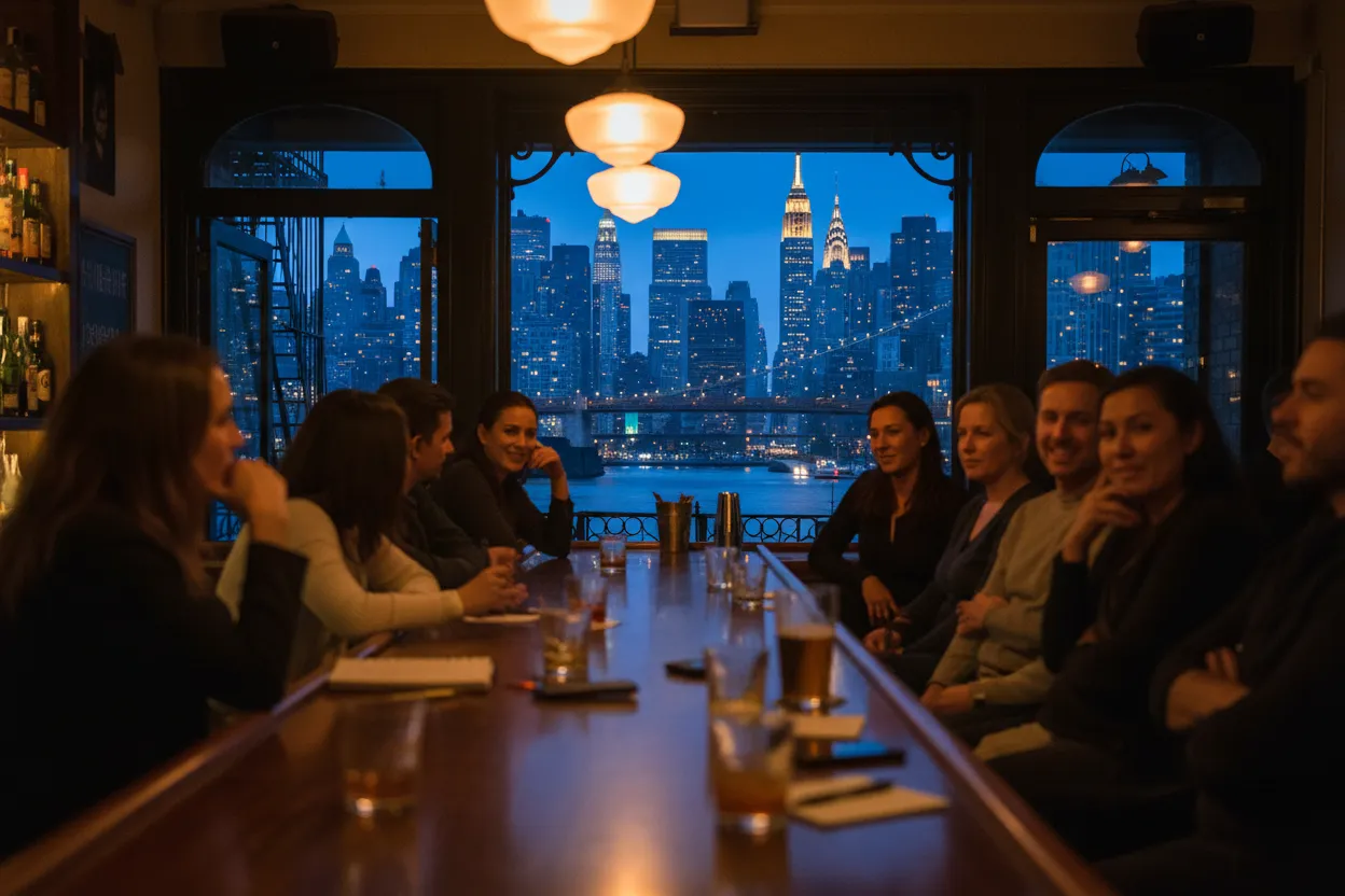 Realistic city scene for aubrey plaza: Where NYC Can Talk Without Shouting