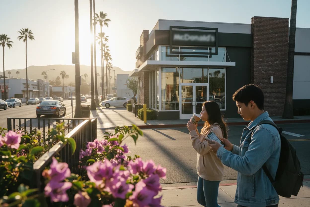 Practical city scene for LA McDonald's Near Me: Breakfast Menu Search Guide