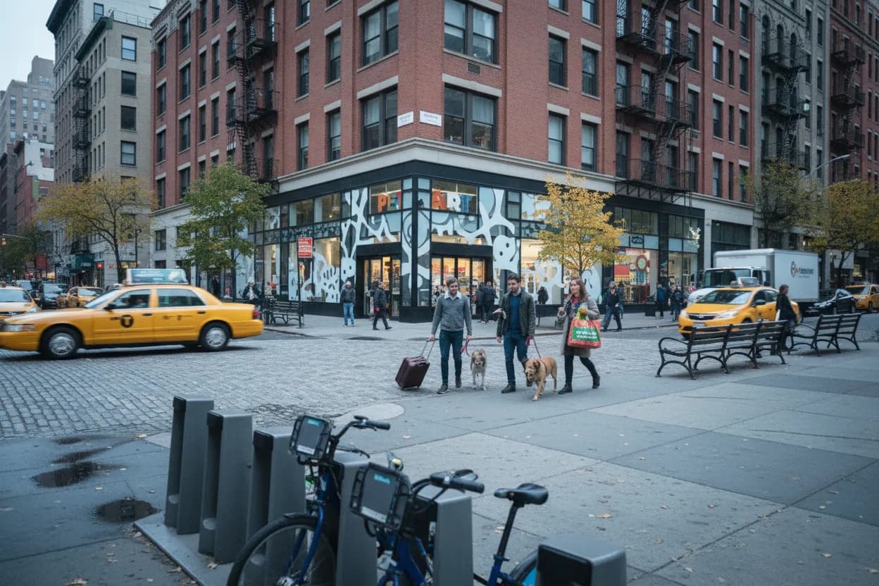 Realistic NYC scene for PetSmart Near NYC: Pet Supplies Before Weekend Trips