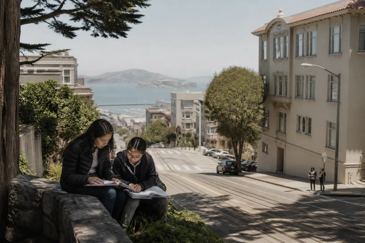 Realistic city scene for américa - san diego fc: The San Francisco Source-Checking Route