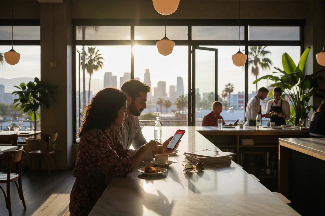 Realistic Los Angeles scene for LA Resy Guide for Booking Hard-to-Get Dinner Tables