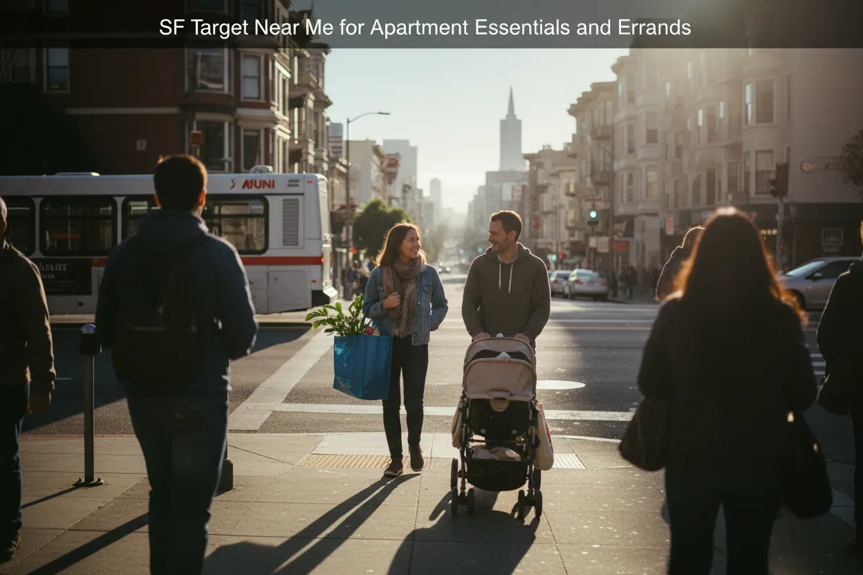 Practical city scene for SF Target Near Me for Apartment Essentials and Errands