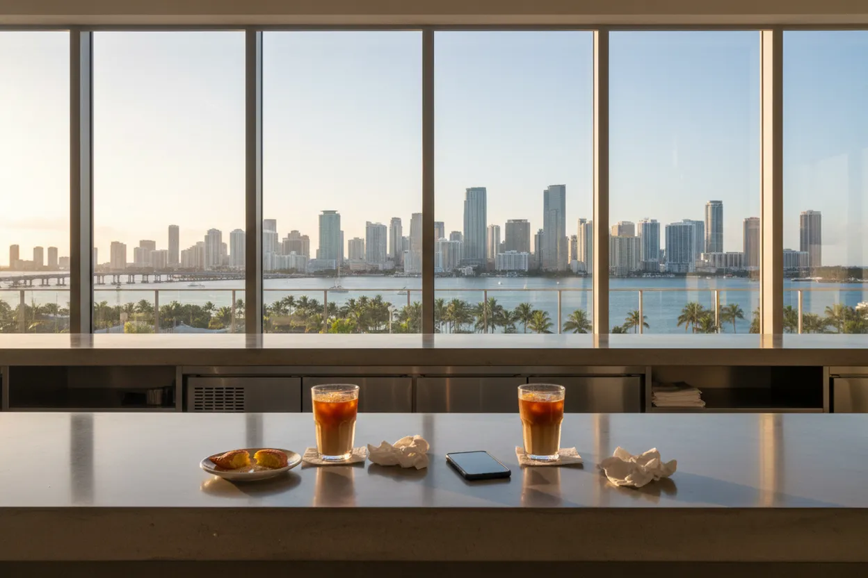 Realistic city scene for glen powell: A Miami Sports and Social Plan