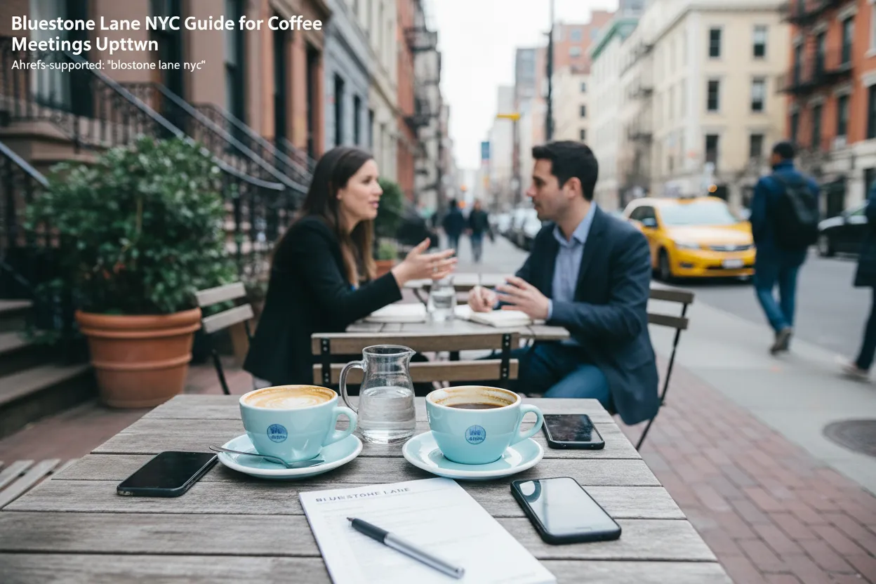 Realistic NYC scene for Bluestone Lane NYC Guide for Coffee Meetings Uptown