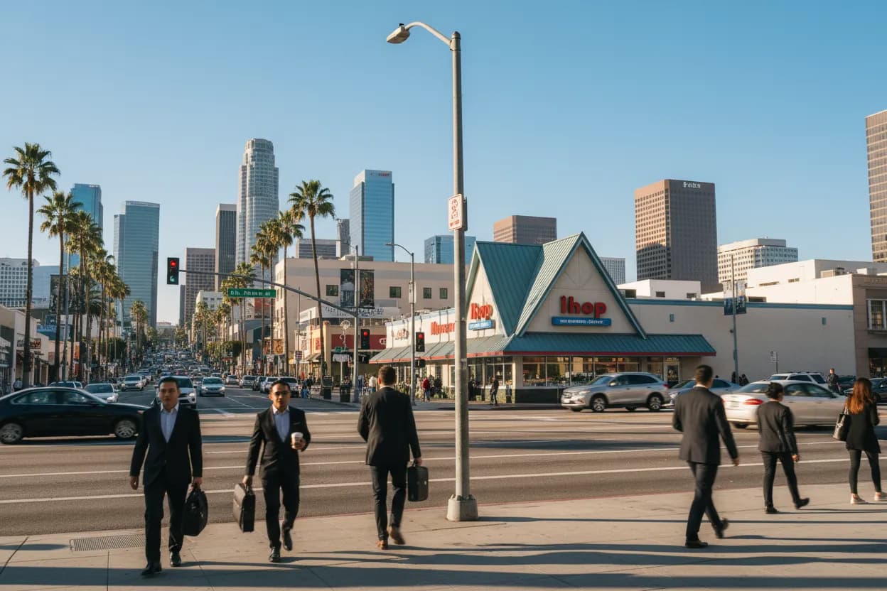 Realistic Los Angeles scene for LA IHOP Guide for Breakfast Meetings and Brunch