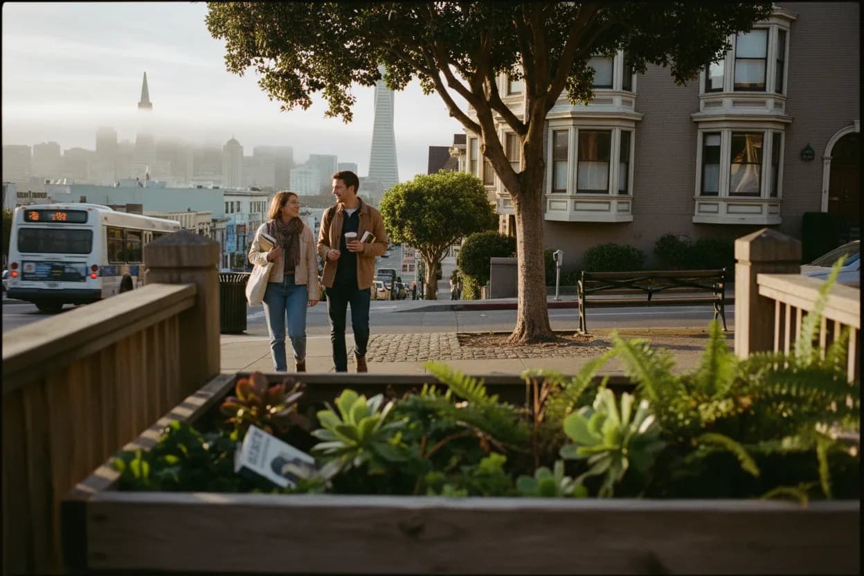 Practical city scene for SF Book Clubs Near Me for New Residents