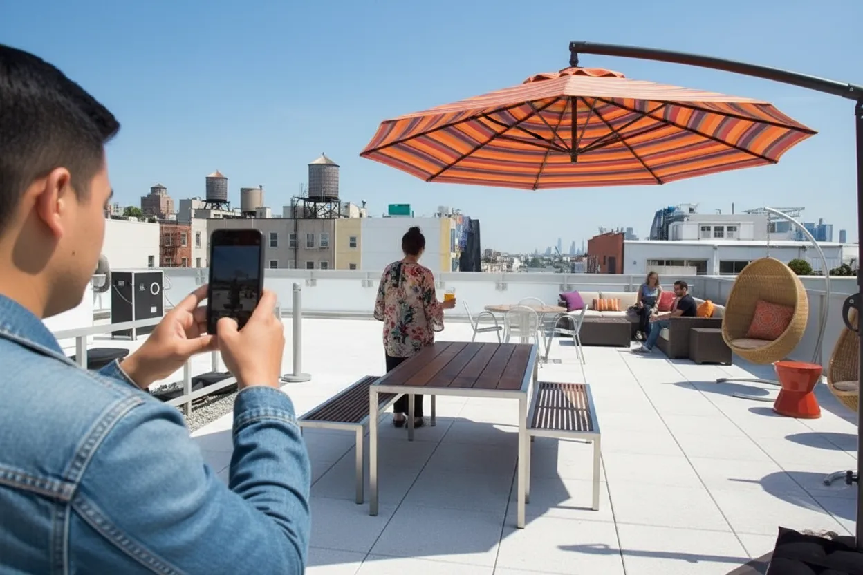 NYC experience scene for Berry Park Premier League Screening Check for a Williamsburg Rooftop Kickoff