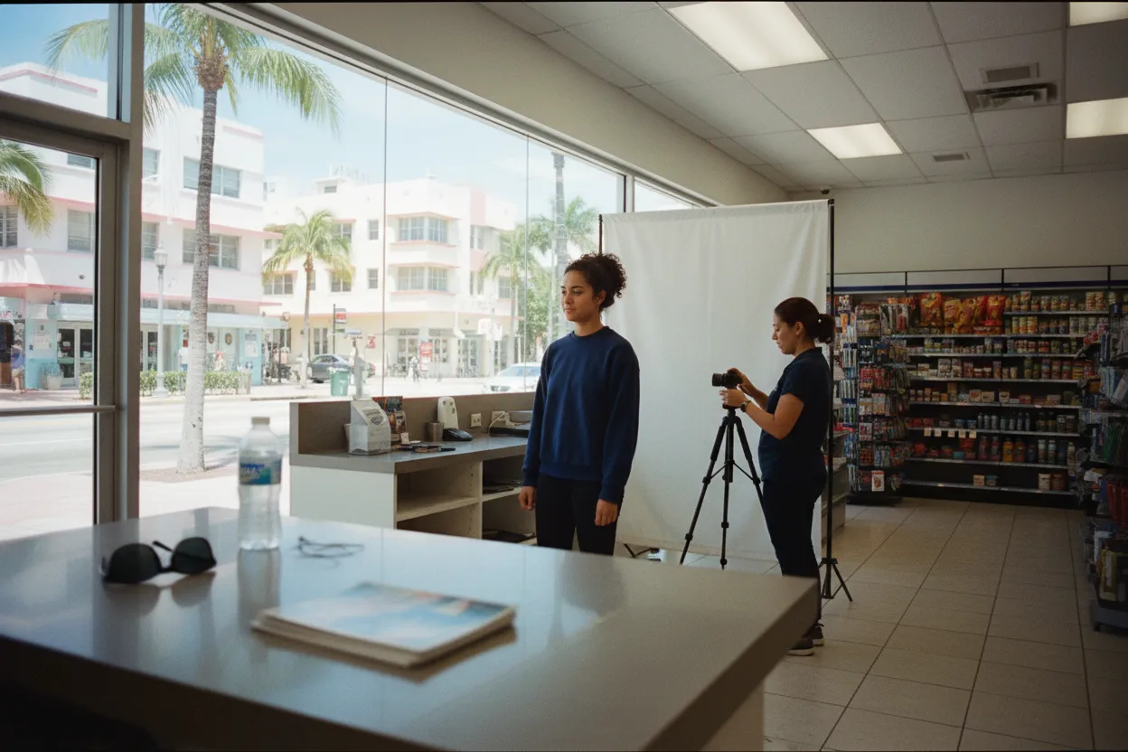Realistic Miami scene for Miami Passport Photo Outfit Guide Before International Flights