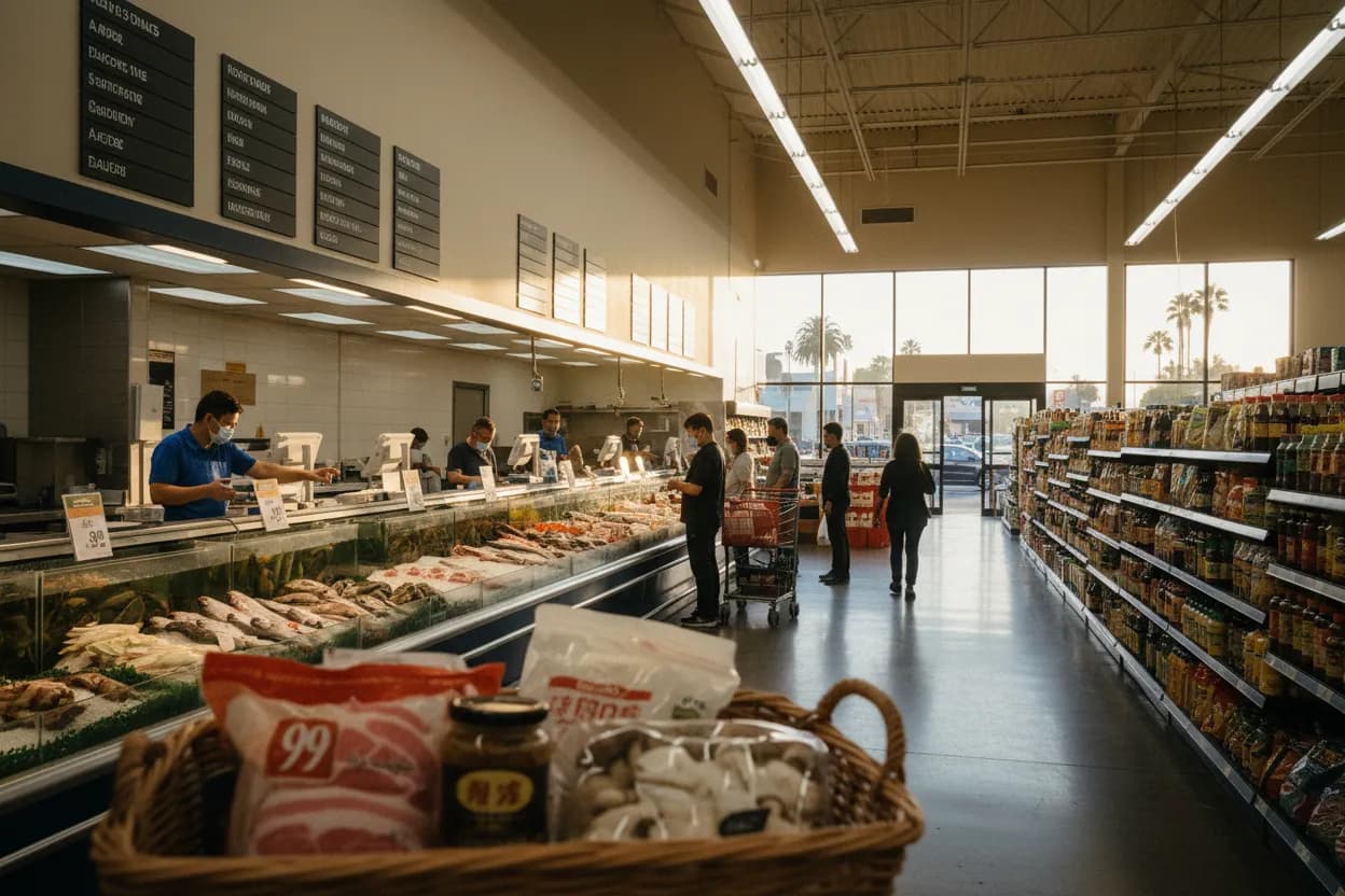 Realistic Los Angeles scene for LA 99 Ranch Market Guide for Hot Pot Shopping