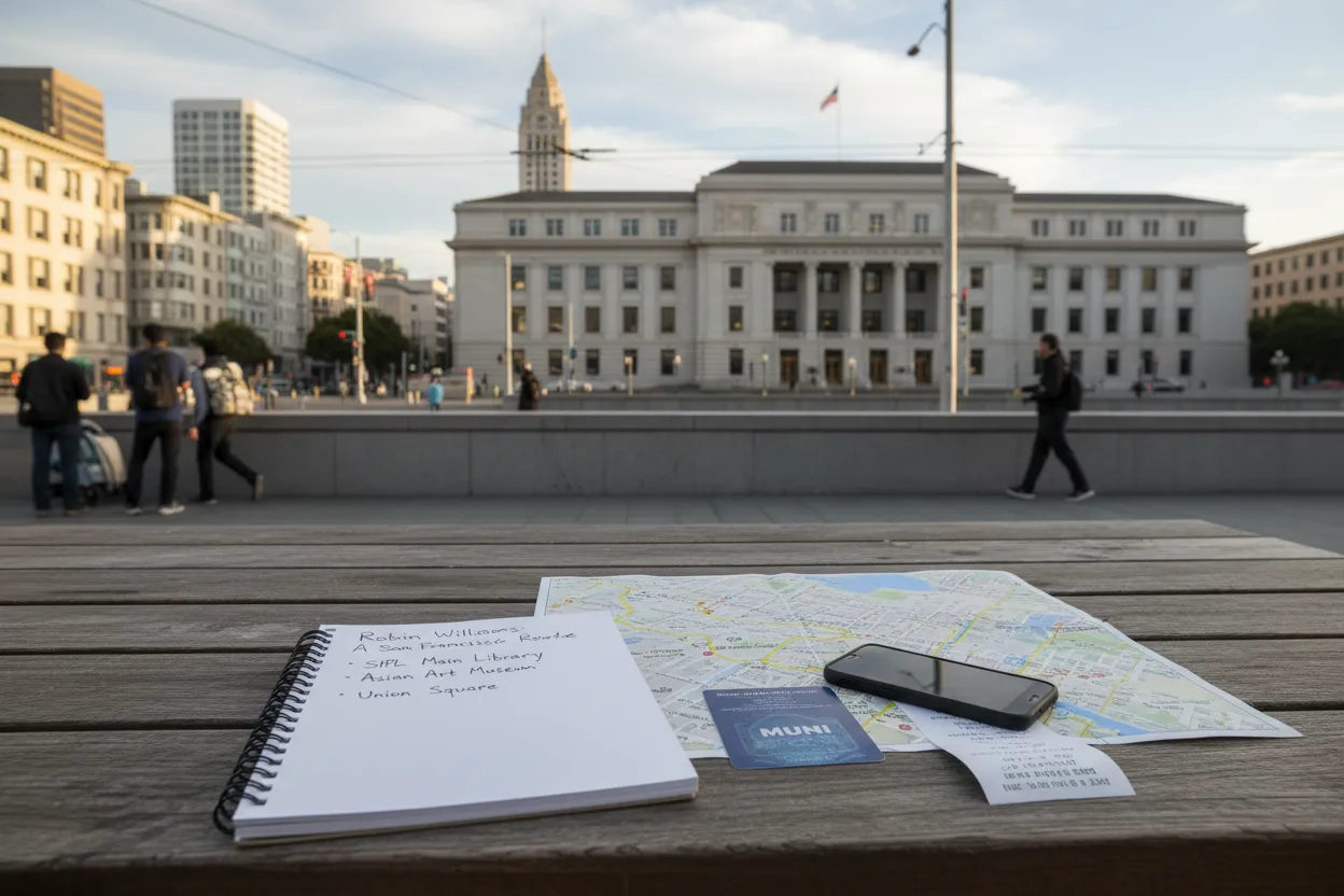Realistic city scene for robin williams: A San Francisco Learning and Research Route